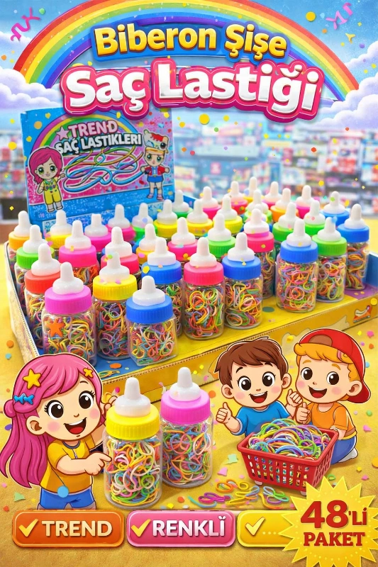 BİBERON MODEL SAÇ LASTİĞİ KASA ÖNÜ / 48Lİ